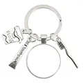 Silver toothbrushes and toothpaste pendants keychain with a round customized metal tag - Silver Customizable Style (42)