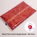 3mm red glass seed beads set for DIY jewelry making in sealed transparent bag - Red Mixed 3mm with Bugle Beads