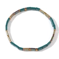 Bohemian Tila bead stretch bracelet with dark green and iridescent metallic tiles - Dark Green Iridescent Mix (TL-B24042604A)