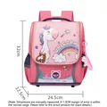 Pink cartoon unicorn school bag for girls with high capacity and waterproof canvas fabric - Small (Suitable for Kindergarten) / Watermelon Red