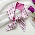 Elegant floral silk headband with purple polka dots and solid color backing design - Rose Red Polka Dot