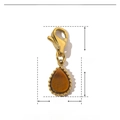 Golden stainless steel teardrop pendant with natural stone and detailed dimensions - Gold Waterdrop Brown Tiger Eye
