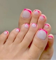 French tip artificial toe nails in nude and bright pink finish for foot manicure - 1648-Bright Pink French