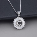 Silver letter C pendant necklace with zircon halo in a luxury brilliant finish - Letter C / Silver
