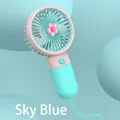 Rosa und himmelblauer Mini-Handventilator mit leisem Motor und Blumendesign - Blume Blau (YM88146B)