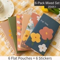 Floral stationery gift bag set with 6 envelopes and matching stickers on a table - 6-Design Set - Flower Language (Includes 6 Stickers)