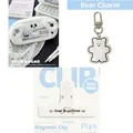 Plüsch-Hunde-Mäppchen mit Bärenanhänger und 100mm weißem Magnetclip für Schreibwaren - Blaues Hunde-Federmäppchen + Bären-Anhänger + Magnetclip