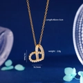 Collana a cuore dorata con zircone, misura 14.7x16.5mm, lunghezza regolabile 40+5cm - Oro (554)