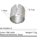 Breiter unregelmäßiger Wellenring aus Edelstahl mit gepunkteter Textur für Damen - Gestreifter Punkt Geprägt / Silber Geometrischer Stil