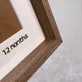 Natural wood baby first year photo frame with 12 months growth record slots - Original Wood Color Flat Style