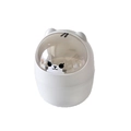 Mini white cat-shaped desktop trash bin with smoky transparent flip lid for office storage - Gray