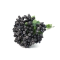 Detail of artificial black and brown berries with textured surfaces and green leaves - Large Bag