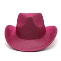 Dettaglio del cappello da cowboy rosa con paillettes e trama scintillante per feste - M (56-58cm) / Rosa Rosso