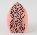 Pink teardrop beauty sponge with black leopard pattern on plain white background - Giant Sponge-Deep Pink Leopard-1PC