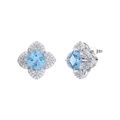 Elegant S925 sterling silver flower earrings featuring a square sky blue zircon stone - Lze09-p For Sale