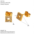 Technical detail of 6mm square 18k gold plated stainless steel zircon stud earring - Square (SE315G) / Square Style (SE315G)