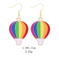 Rainbow hot air balloon earrings in gold zinc alloy with enamel finish, 1.5x1.7cm size - Rainbow Hot Air Balloon