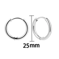 Sleek 25mm diameter silver stainless steel hoop earrings in a minimalist round design - 25mm / Silver