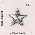 Silver star embroidered patch 1.7 inch with black border for clothing and accessories - Silver Gray Black Edge Five-Pointed Star (G1L-A-2-2 Iron-On)