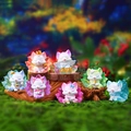 Luminous fox fairy resin figurines in macaron colors on a miniature moss stand - Classic of Mountains and Seas Nine-tailed Fox Set of 6 / Full Box Set