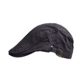 Close-up of bronze buckle and twill cotton fabric texture on dark grey beret cap - One Size (56-60cm) / Smoke