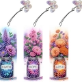 Set di 3 segnalibri 5D fai-da-te con pittura a diamante con fiori e scritte Faith Hope Love - Barattoli di Fiori Fede Speranza Amore (SQ-157/Set di 3) / Vari materiali disponibili