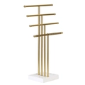 Goldener 4-stufiger T-Schmuckständer mit weißem Sockel für Ketten und Ohrringe - 4-Ebenen/12.3*22.2*41.5cm / Gold