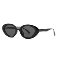 Classic cat-eye oval sunglasses in solid black frame with dark grey tinted lenses - C1 Black Frame Grey Lens