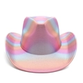 Détail de la texture métallique arc-en-ciel brillante sur un chapeau de cowboy western - M (56-58cm) / Rose Bonbon
