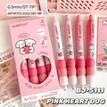 Detail of 0.5mm ST tip retractable gel pen with soft foam grip and cute dog design - Pink Heart Dog - 4Pcs/Box