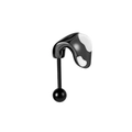 Titanium steel cartilage stud earring featuring black and white cow print pattern - Left Black Ear + Ball (A478-3)