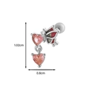 Silver butterfly earrings with pink heart gemstones and 1.02cm size specifications - 7# Silver (Butterfly & Pink Hearts)