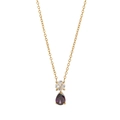 Collana in titanio placcato oro 18K con zircone chiaro e ciondolo a goccia viola - Febbraio Viola