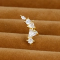 Clou d'oreille doré en acier inoxydable avec clusters de zircons en design incurvé - Courbe multi-forme / Or