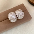 Orecchini a lobo a sfera in argento con trama intrecciata e stile minimalista - Grande / Argento