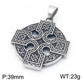 Ciondolo croce celtica vintage finitura argento con dettagli di 39mm diametro e 23g peso - Pendente Croce Celtica (Senza Catena)