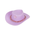 Mini light purple doll cowboy hat with pink rhinestone band and star accent accessory - Purple Cowboy Hat With Red Rhinestone Chain