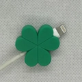 Green four-leaf clover silicone cable protector for charging wire stress relief - Clover