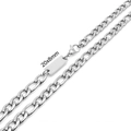Silberne Edelstahl Panzerkette mit einem 20x8mm rechteckigen Anhänger für Herren - Armband 20.5cm / Stahlfarbe