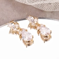Orecchini a goccia dorati con zircone AAA su una superficie a specchio riflettente - Oro (D9333)