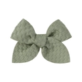3.3 inch sage green knitted bow hair clip with textured weave pattern for girls - Grey Green