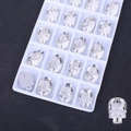 Perles tête de mort en cristal de verre à deux trous pour couture DIY - 13x18mm (20 pièces/paquet) / Blanc Clair