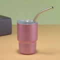 Peach Diamond Glitter (3oz/Double-walled/With Straw)