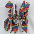 Rainbow paisley fabric bow hair claw clip with a large metal grip for women - Colorful Paisley Double-Sided Claw Clip F (Rainbow Stripe)
