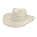 Dettaglio cappello cowboy in paglia bianca con tesa larga e corona stile classico fedora - M(56-58cm) / Bianco puro