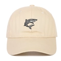 Berretto da baseball classico in cotone kaki con ricamo squalo e design a cupola morbida - Regolabile / Beige