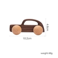 Walnut wood mini toy car with size specs 10.2cm length and 4.6cm height for kids - Black Walnut Sedan with Maple Wheels