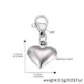 Ciondolo a cuore in acciaio inossidabile con chiusura a moschettone, 1,3x1,2 cm, argento - Piccolo Ciondolo a Cuore Color Acciaio (Ciondolo Solo (Senza Catena)) / 1.3x1.2cm / Colore acciaio