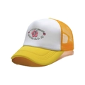 Trucker-Mütze in Weiß und Orange mit pinkem Blumendruck und Waikiki-Schriftzug - Gelb