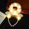 White plush glowing angel halo headband with wings and warm yellow LED lights - Angel Halo / Warm Light